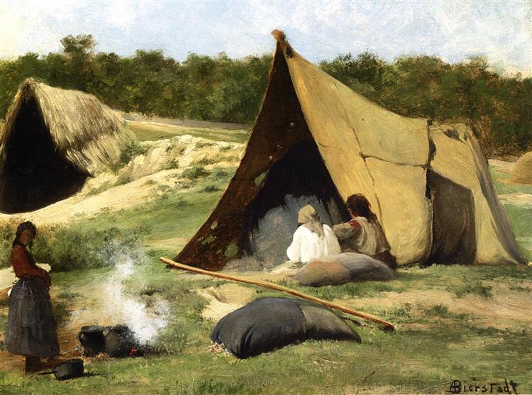 Albert Bierstadt Painting Indian Camp - Click Image to Close